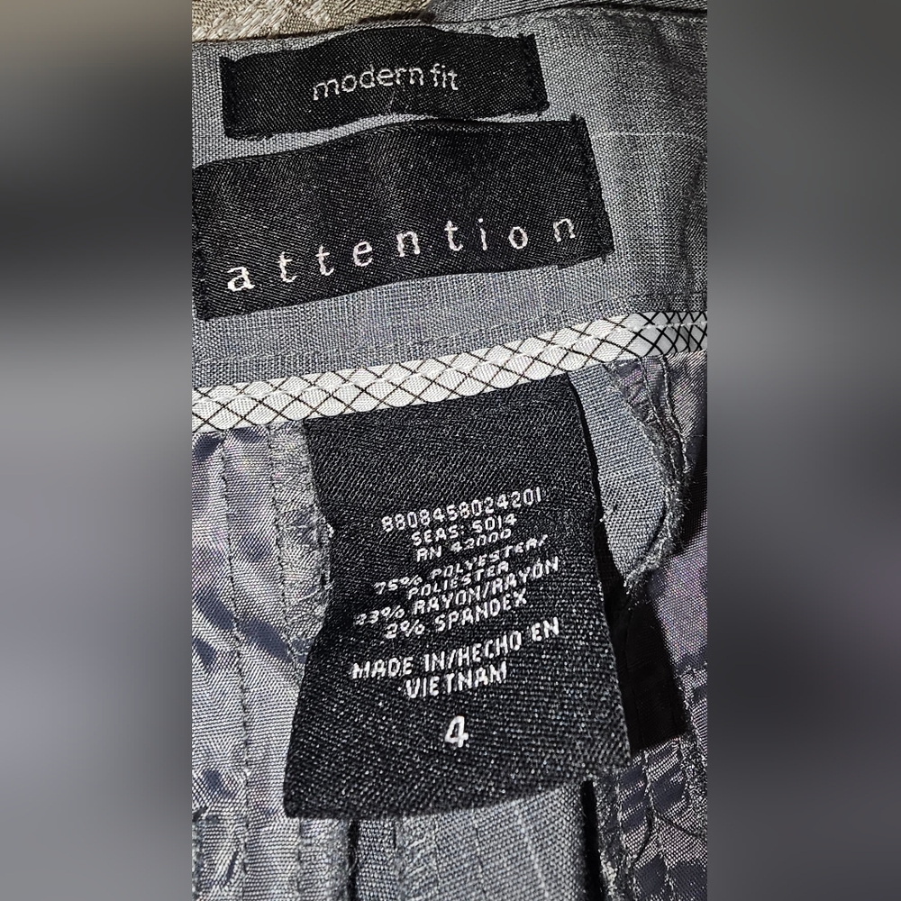 Attention gray windowpane pants. Size 4. Regular length. Modern fit - Picture 4 of 5